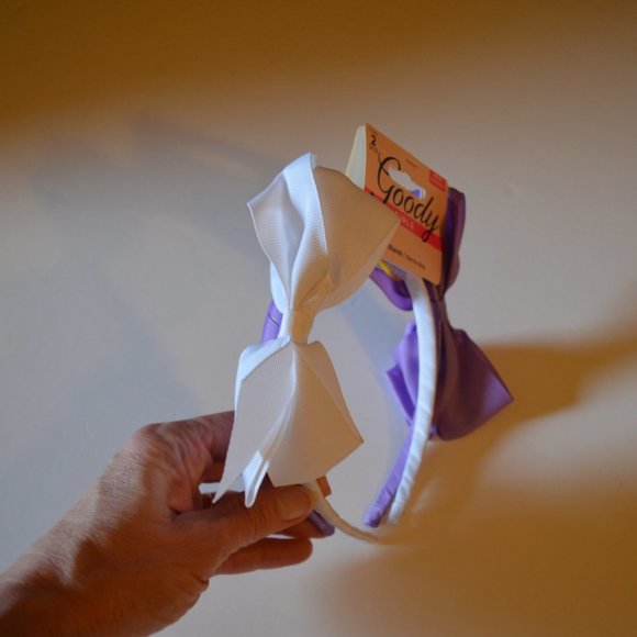 Goody (r) Girls Headbands White Purple Bows 2 psc. - Picture 3 of 4